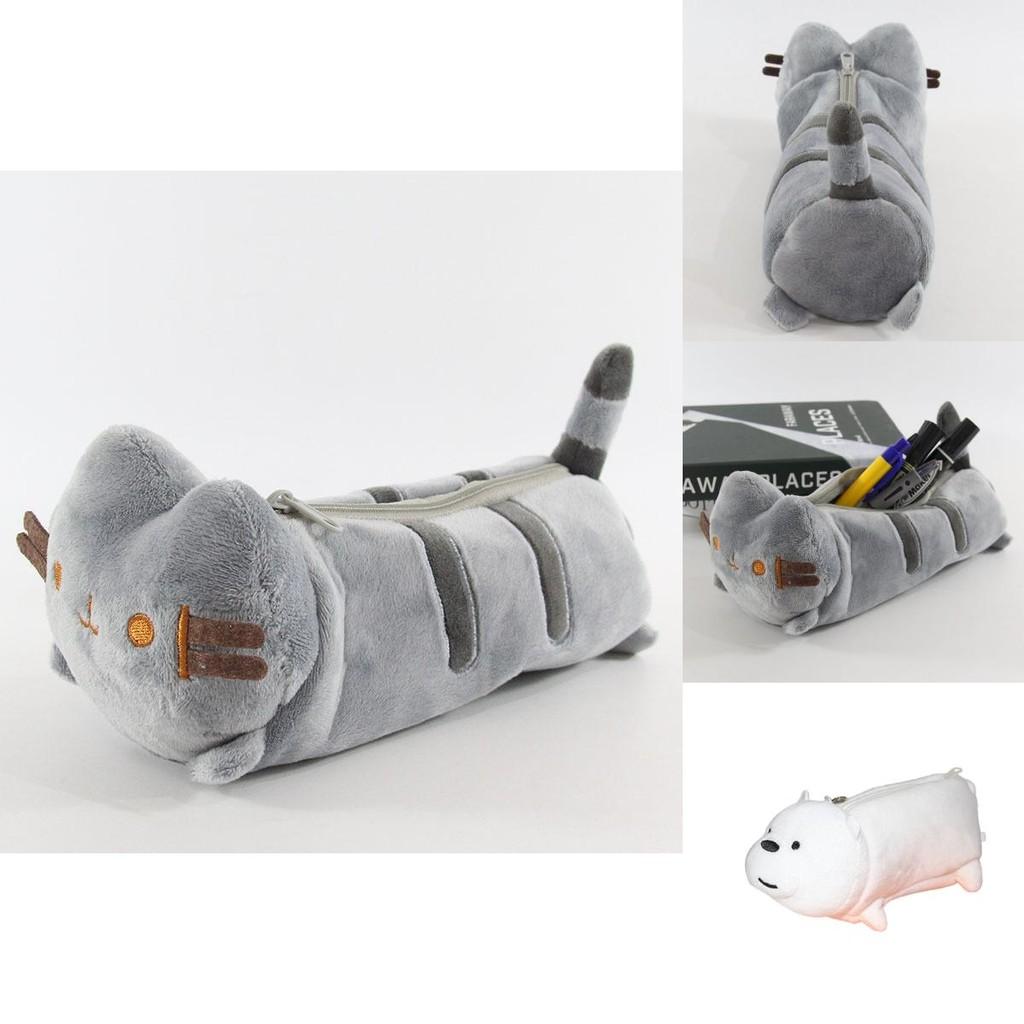 Cute Plush Cat Pencil Case With Large Capacity For Students And Stationery Organization