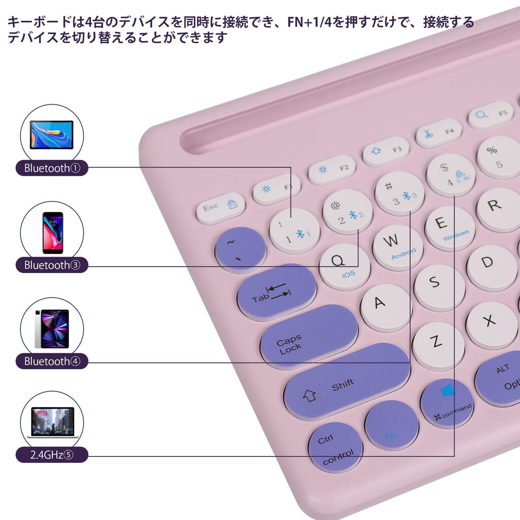Wireless Keyboard and Mouse Set, Compatible with Both Bluetooth and USB Connections, Multi-pairing, Connects Up To Four Devices, Compact, Tenkeyless,