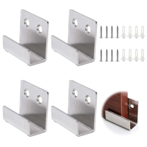 PAVIKE U-shaped Clamps, Set of 4, Stainless Steel, for Fixing Wall Hangings, Pictures, and More, Includes Screws, Strong U-shaped Clamps