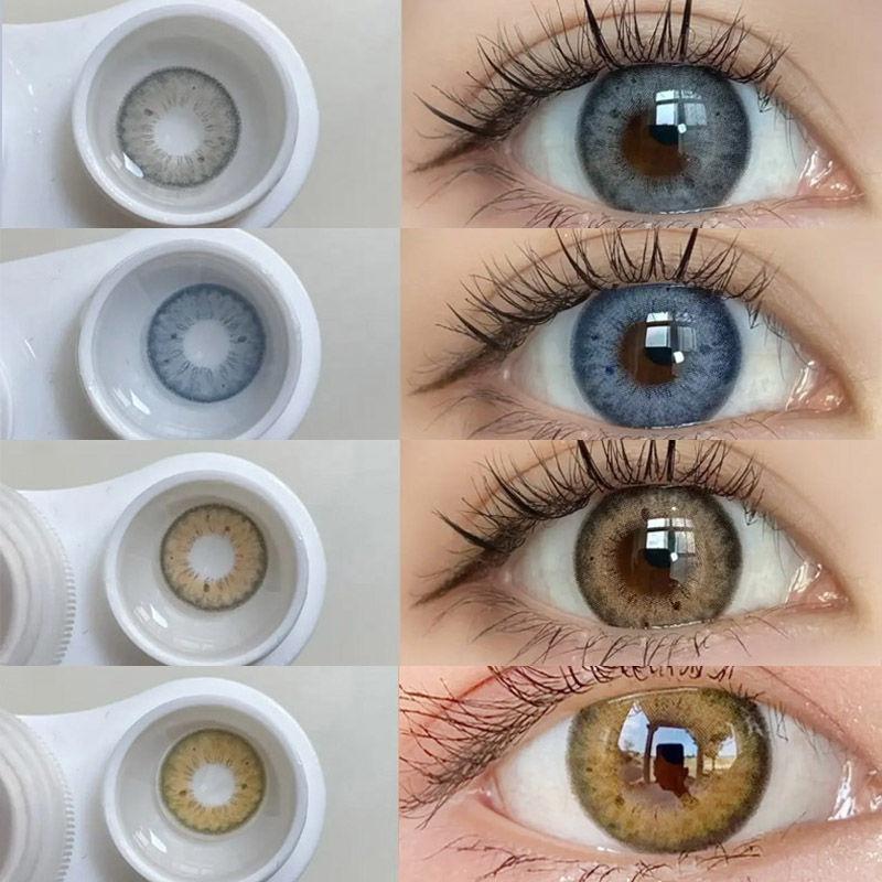 Mill Creek 2PCS Cosmetic Contact Lenses 14.2MM Iris 4 Color Contact Lenses Comfort Soft Natural Cool Eye Yearly Use Beauty Pupli 0 Grade