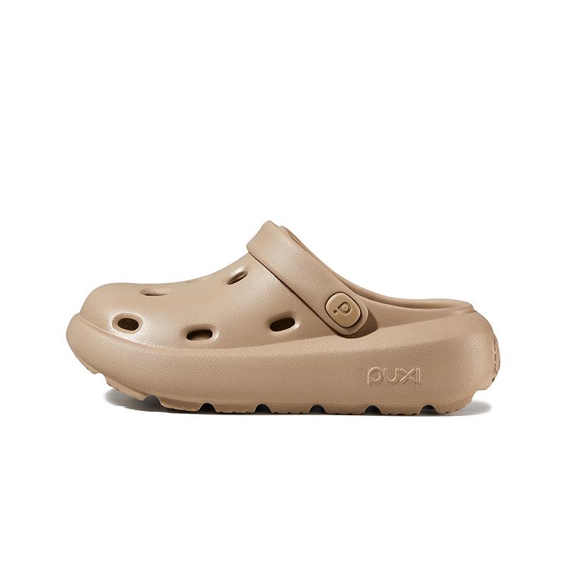 Puxi Cheese Hole Summer Shoes: Women's Thick Sole Slip-Resistant Slippers, Height-Boosting Couple Style for Outdoor & Beach.
