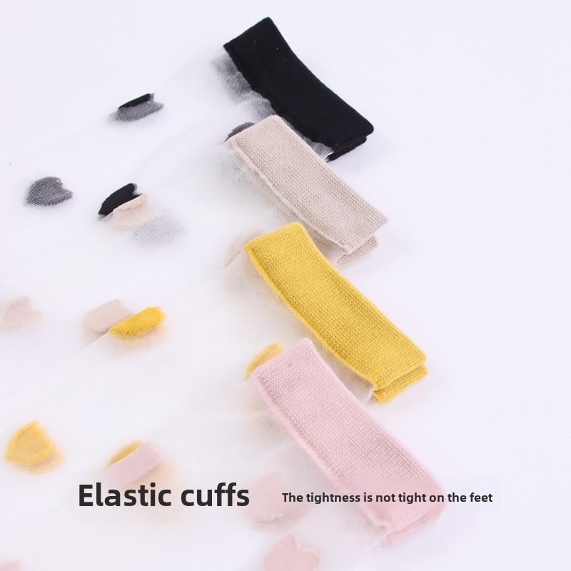 5 Pairs Women's Spring and Summer Stockings In The Tube Love Jacquard Transparent Stockings Glass Silk Stockings for Women