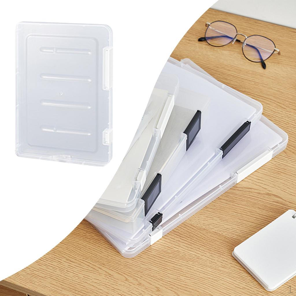

,-buckle Organizes Box PP Plastic Duable Organizer Transparent with Handle for school A5 Thin White
