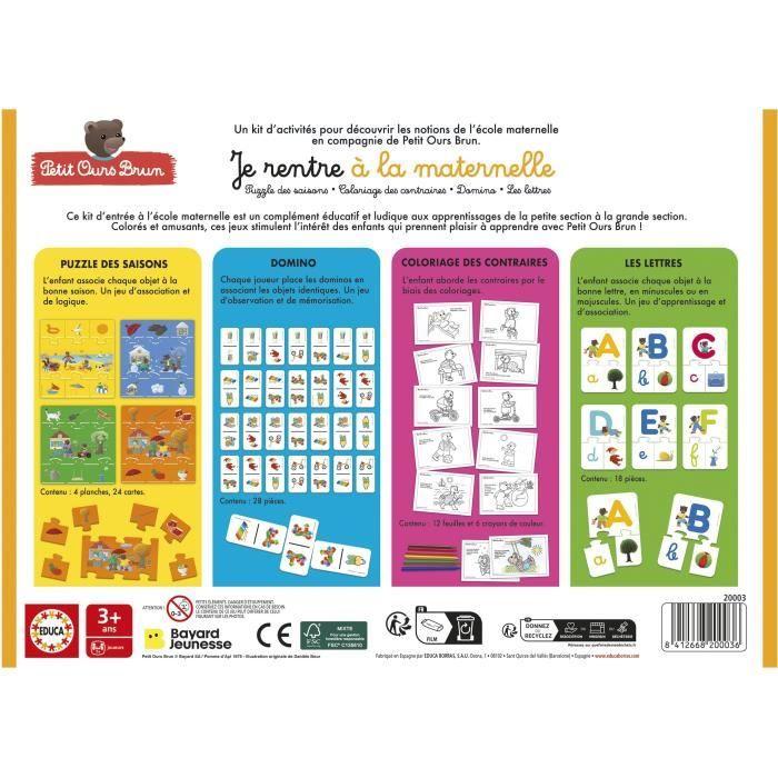 Educational Kit - EDUCA - Preparing for Kindergarten with Little Brown Bear - 4 Games for Learning While Having Fun