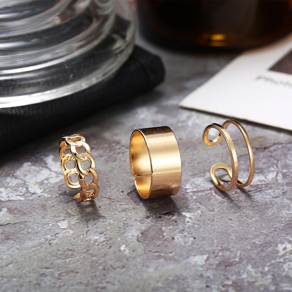 European Hip Hop Style Wide Band Open Ring – Chain Joint Tail Ring for Index Finger