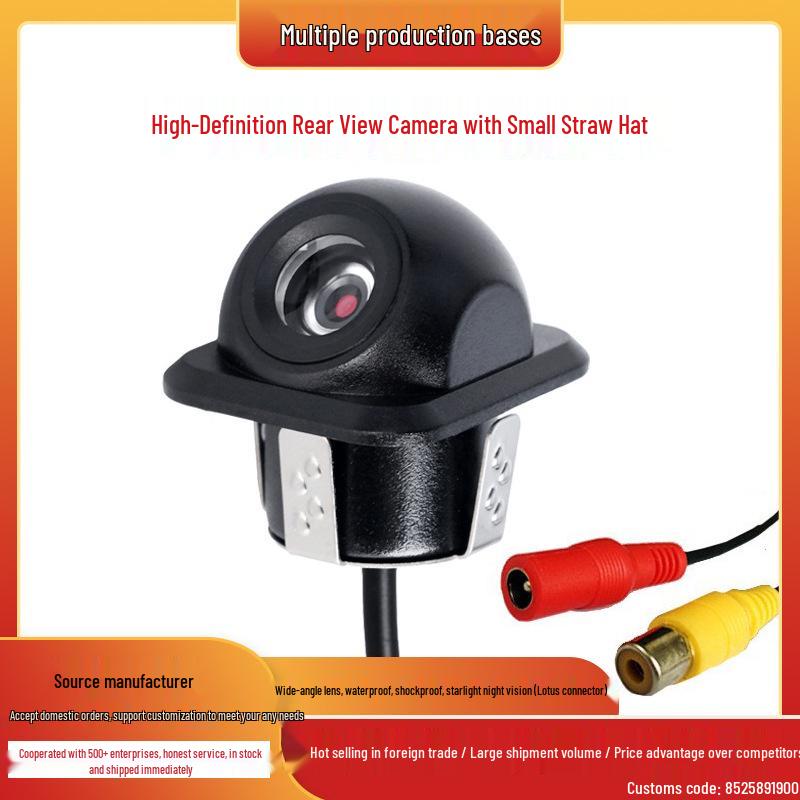 Waterproof 12V Night Vision Car Camera with Reverse View and Image Scale Line, Compatible with Screens PE Bag Packaging
