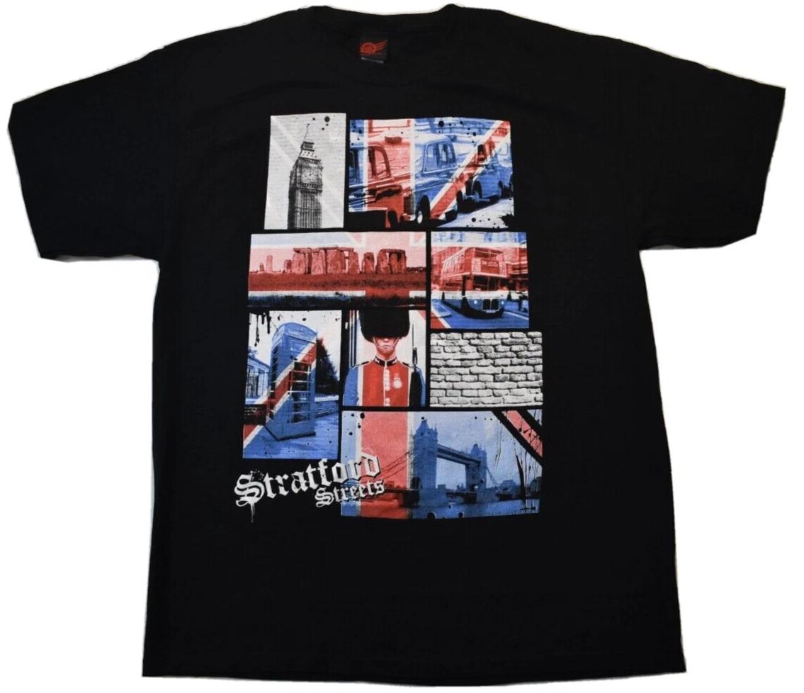 Mad Engine Mens Stratford Streets England Graphic Black Shirt New L L