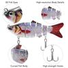 5pcs Bass Fishing Lures 4 Inch 6 Segment Multi Jointed Swimbait Lifelike Sinking Bait Crankbait Lures with Storage Box