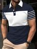 Maglietta Polo a Maniche Corte da Uomo per l'Estate  T-shirt a Maniche Corte con Colletto a Blocchi di Colore Orizzontali  Top Casual Slim-Fit da Ufficio e Quotidiano per Uomo