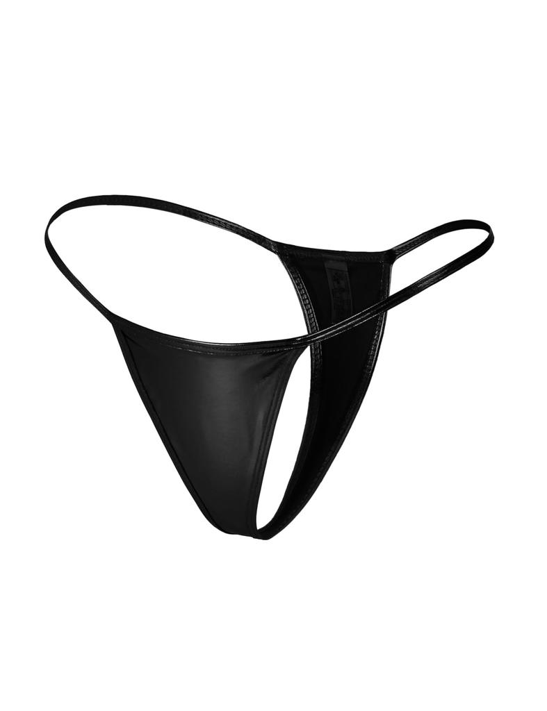 Comeondear Sexy Shiny Faux Available In Sizes 2L and 3L Women's G-String T-Back Panties, Leather, High-Leg, Minimalist, Butt-Slimming Panties,