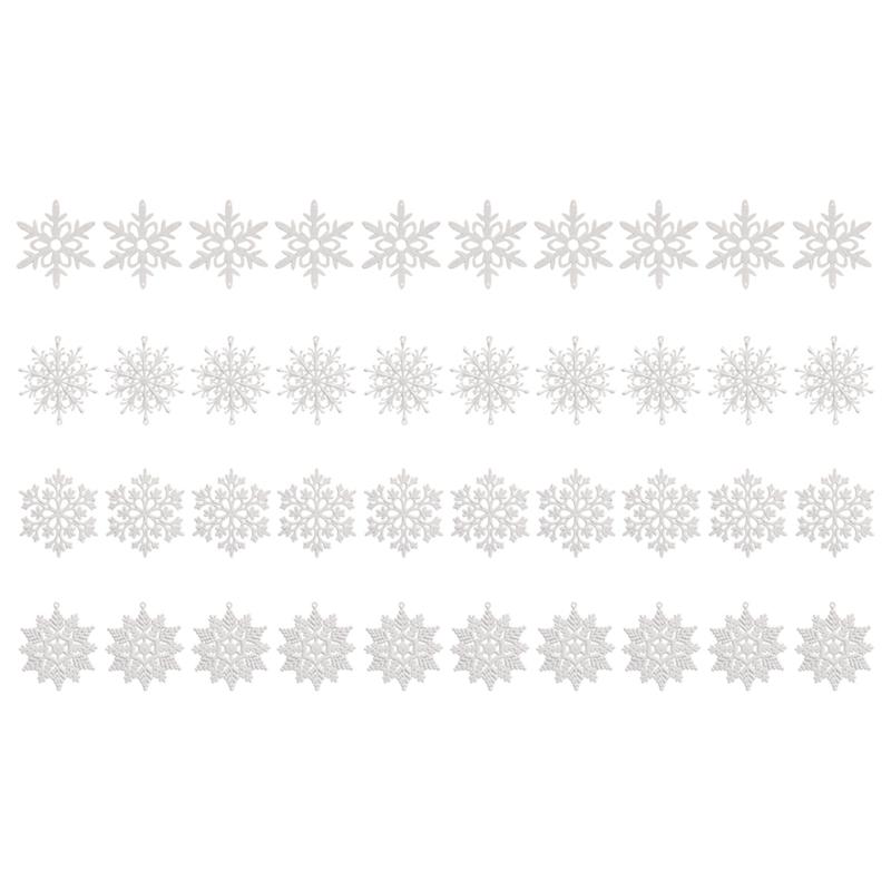 Packung mit 40 Glitzer-Schneeflocken-Weihnachtsdekorationen Weihnachtsbaum Hängedekoration Atmosphäre Charme Heimdekoration Geschenke