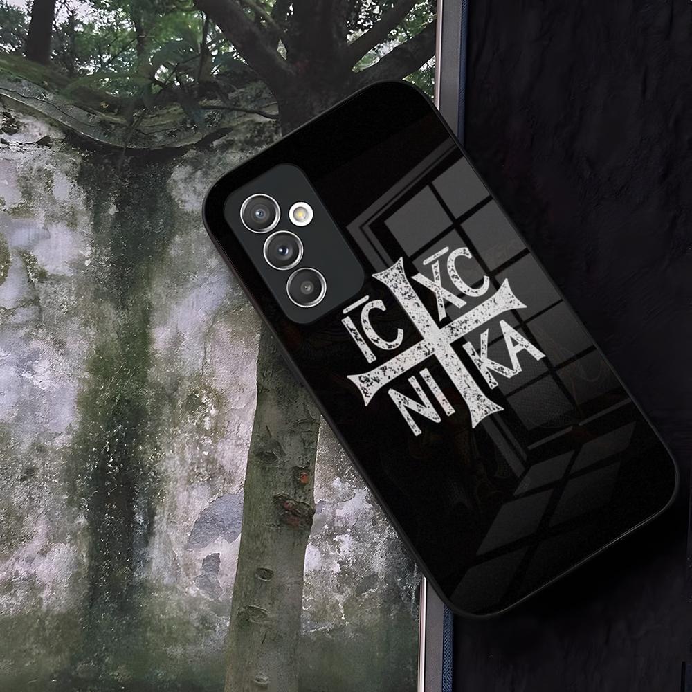 Orthodox Cross Icon Church Phone Case Glass For Samsung Galaxy S24 S25 S22 S20 S23 S21 Ultra Fe Plus A16 A34 A54 A24 A52 A53 Coq
