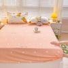 Romantic Love Bow Pattern Fitted Sheet Set Skin-friendly Breathable 3Pcs Mattress Cover with Elastic Band Queen Size Bedding Set