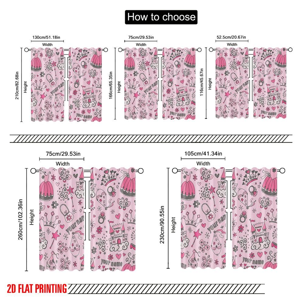 2pcs,2D Plane Printing Contemporary Curtains Fairytale Dreams Durable Polyester (without Rod) Home Decor Ldeal for Bedroom &