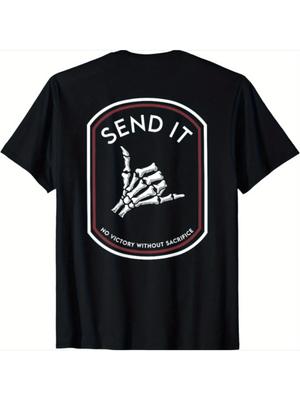 Herren 'Ohne Opfer kein Sieg' Grafik-T-Shirt - Lässiges Schwarzes Baumwoll-T-Shirt