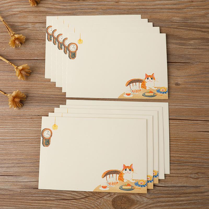 Creative Fresh Cat Western Style Envelopes and Colorful Postcard Storage