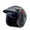 Export vintage 3/4 Motorcycle helmet with built-in visor in latte style DOT Authentication