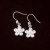 S925 Sterling Silver Flower Hook Earrings for Women - Japanese Korean Design, High-End Style with Rhinestone Inlay