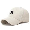 3D Embroidered 'R' Letter Corduroy Baseball Cap Solid Color Adjustable Strap Sunscreen Hat Breathable Sun Hat Outdoor Sports