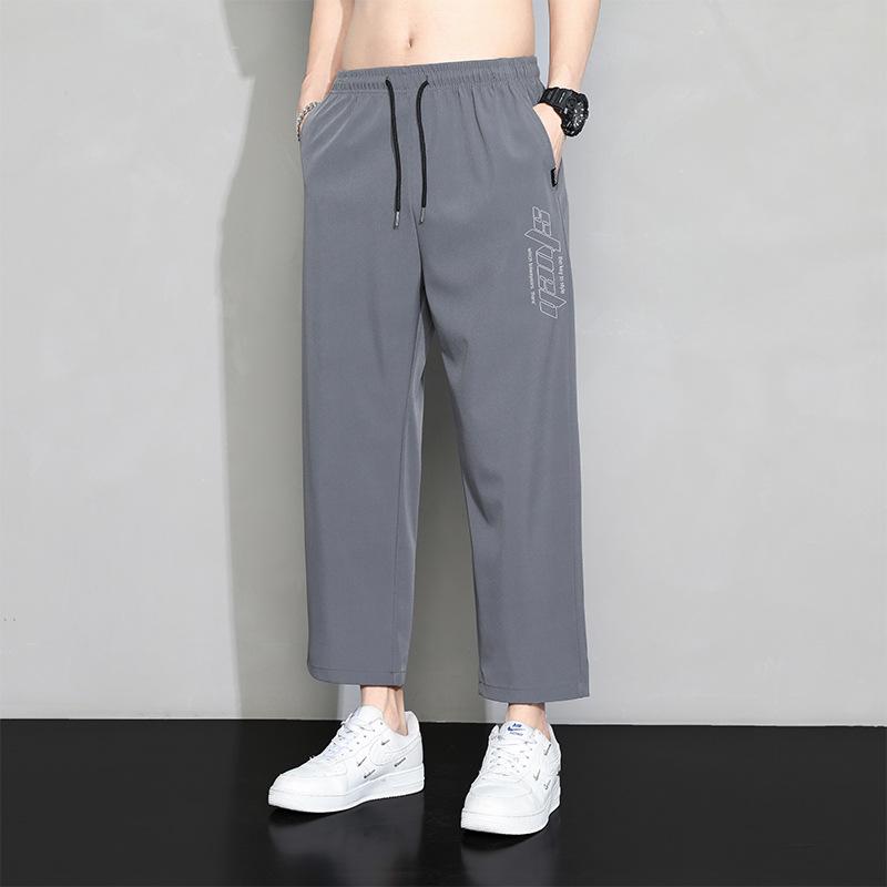 Eisseidenhose für den Sommer, dünne Herrenhose, lockere gerade Hose, weites Bein, 9 Zoll große Anzughose, Freizeithose