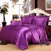 Red Wedding Four-Piece Set: Imitation Mulberry Silk Duvet Cover and Bed Sheet In Solid Color, Double Size, Faux Tencel Tribute Satin.