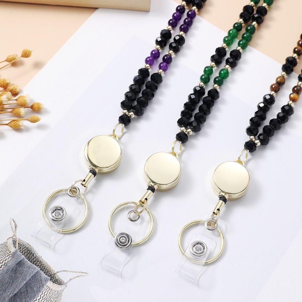 Fashion Crystal Beads Lanyard for ID Badges Creative Badge Card Holder  Nurse Accessories