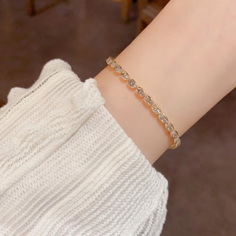 Party Holiday Jewelry Gift for Women Fashionable Copper Inlaid Zircon Plated 14K Beautiful Tennis Zircon Bracelet