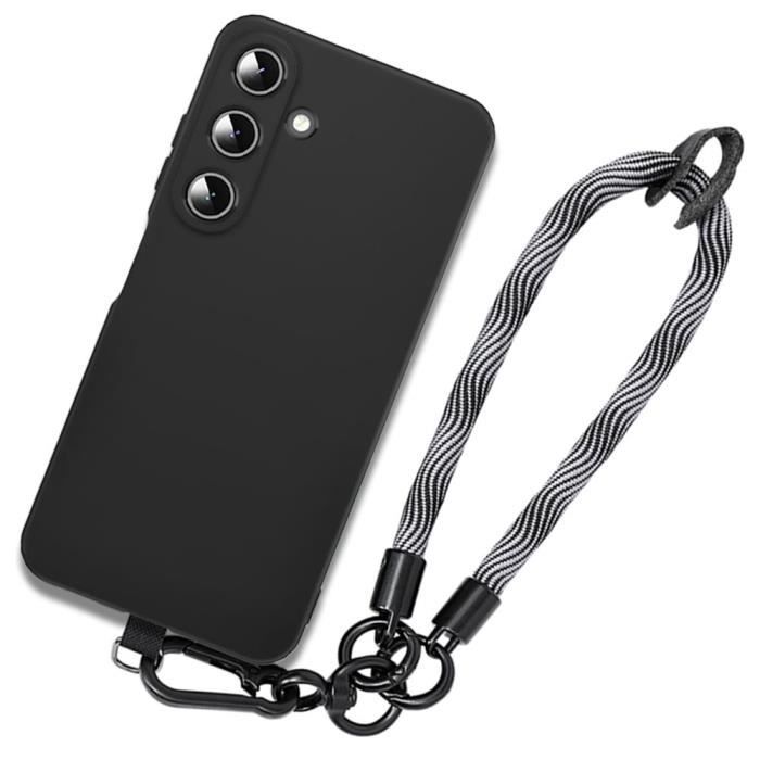 Coque de téléphone - samsung - galaxy a05s - silicone noir - antichoc - dragonne grise
