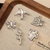 3Pcs Flower&Insect Charms Stainless Steel Exquisite Butterfly/Bee/Rose/Scarab Pendant Necklace Earring Dangle DIY Jewelry Making