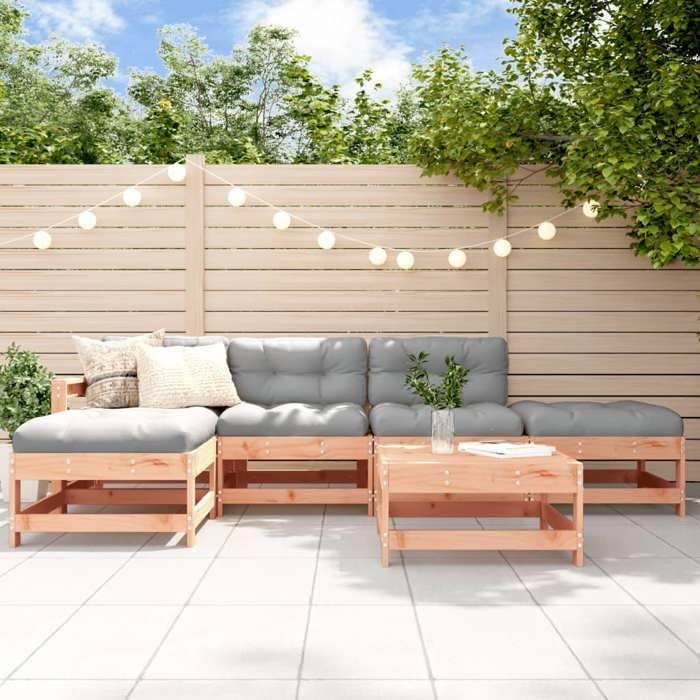 VidaXL Salon de Jardin avec Coussins 6 pcs, Canapés avec Dossier et Accoudoir, Ensemble de Meubles avec Table Basse Patio 3185911
