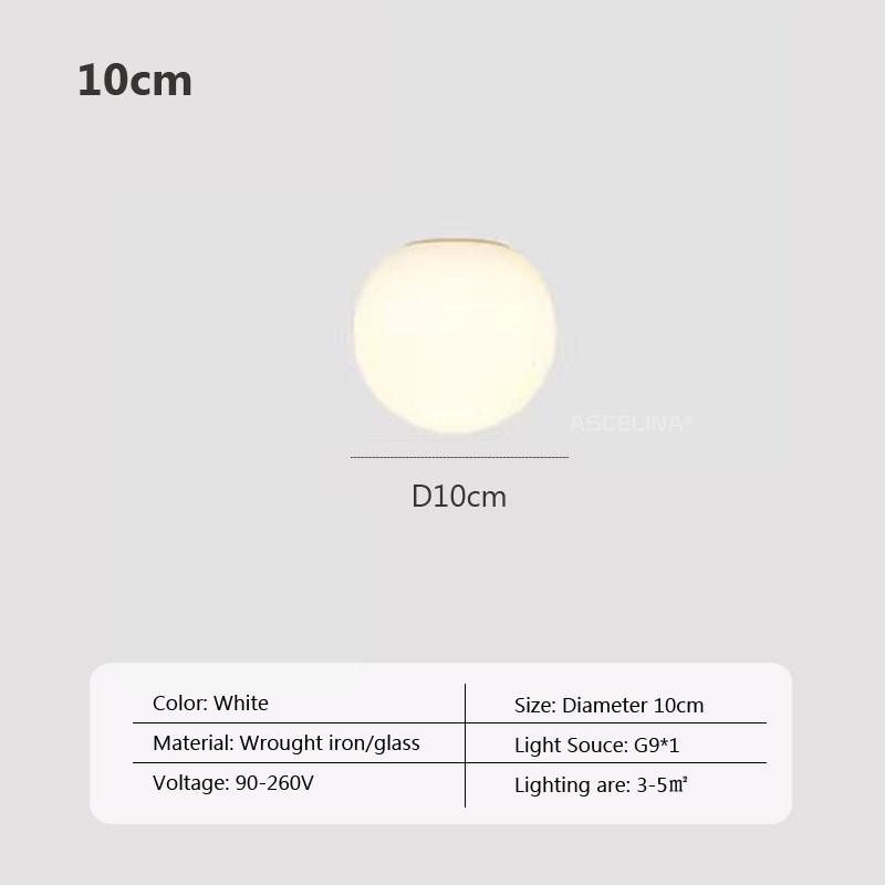 Modern LED ceiling light Glass White Ball wall lamp Minimalist bathroom Balcony Bedroom Entrance Light fixture Indoor lighting
