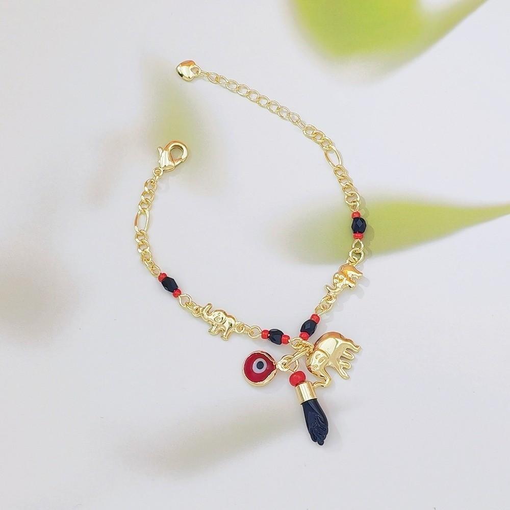 Adjustable Elephant Bracelet Copper Retro Bracelet Irregular Bohemian Style Bead Bracelet Gifts