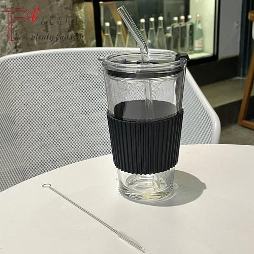 Portable Coffee Cup, INS, Wind Hose, Cold Extraction, Take Out, Double Drink, Carry On Cup, Couple Glass Drinking Cup