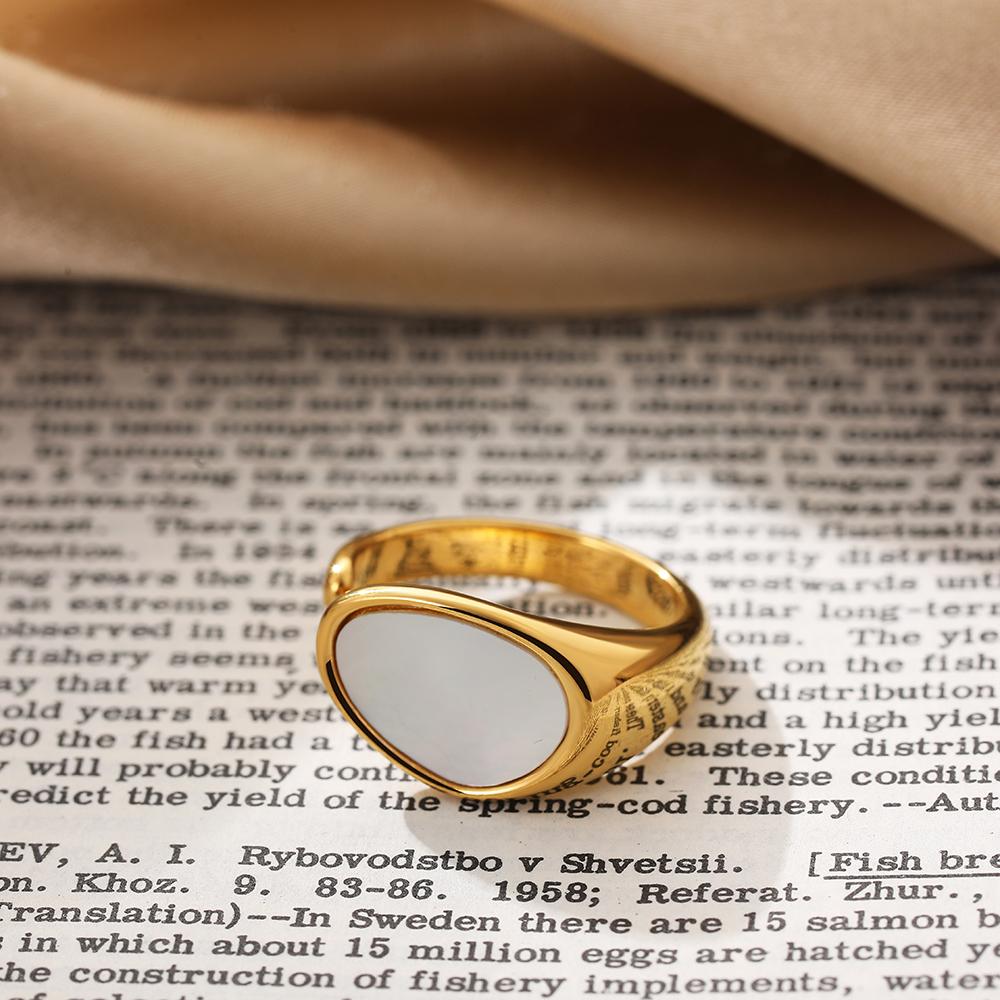 Elegante Weiße Muschel Runde Geometrische Ringe für Damen Vintage Gold Offener Fingerring Hochzeits Statement Schmuck Party Geschenk