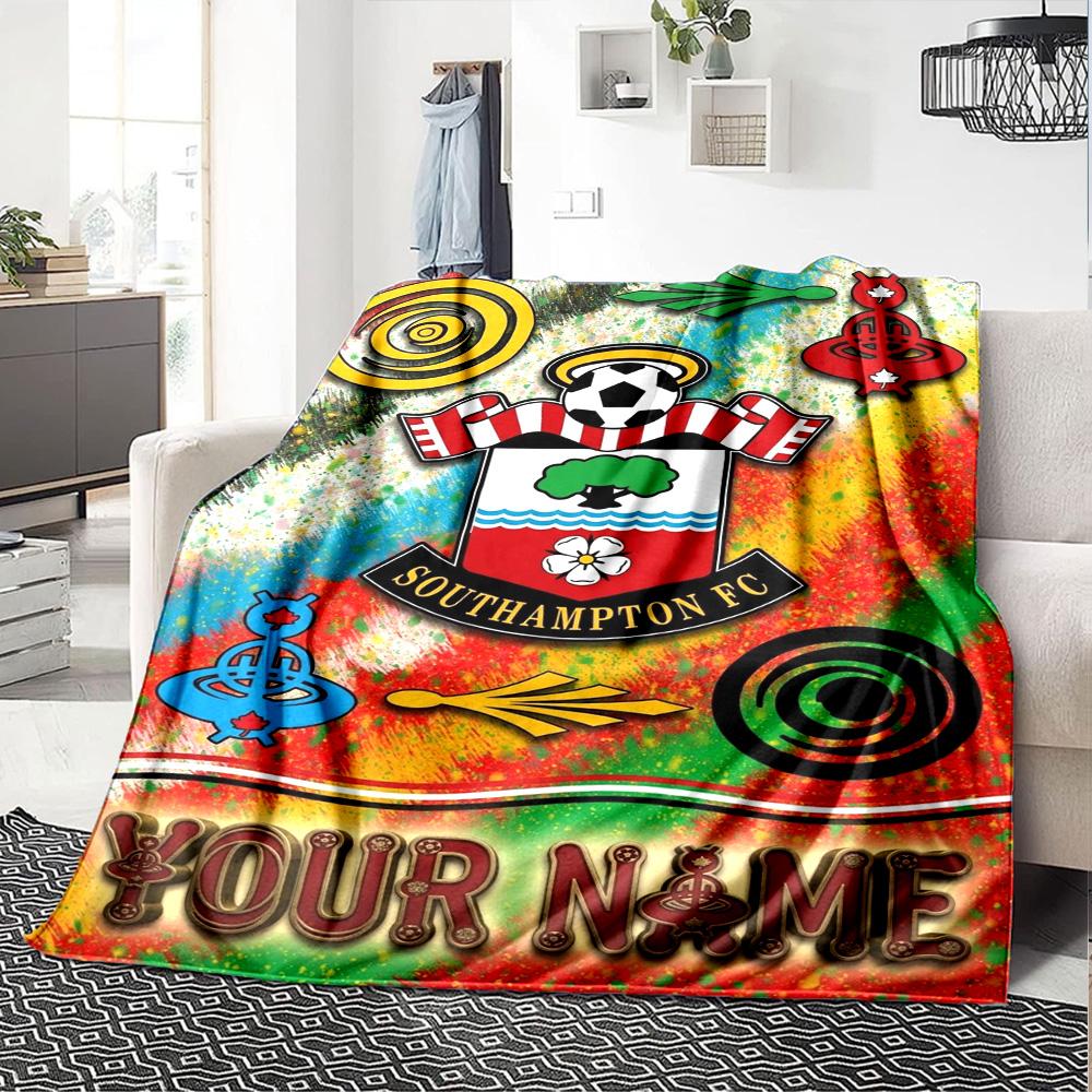 Name Custom Southampton Fc Print Flannel Blanket High Quality Warm Comfortable Cover for All Seasons Perfect for Gifts Home Decor