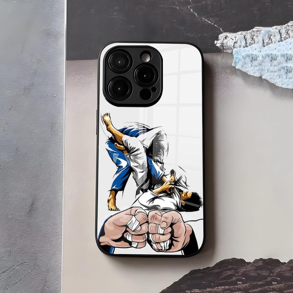 

BJJ Brazilian Jiu Jitsu Phone Case For IPhone 17 Air 16 E Pro Max 15 14 13 Mini 12 Pro 11 Max Plus Black Glass Cover iPhone17