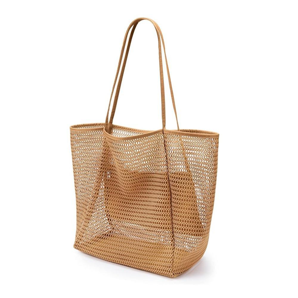 Large Foldable Mesh Beach Shoulder Bag for Outdoor Summer Travel