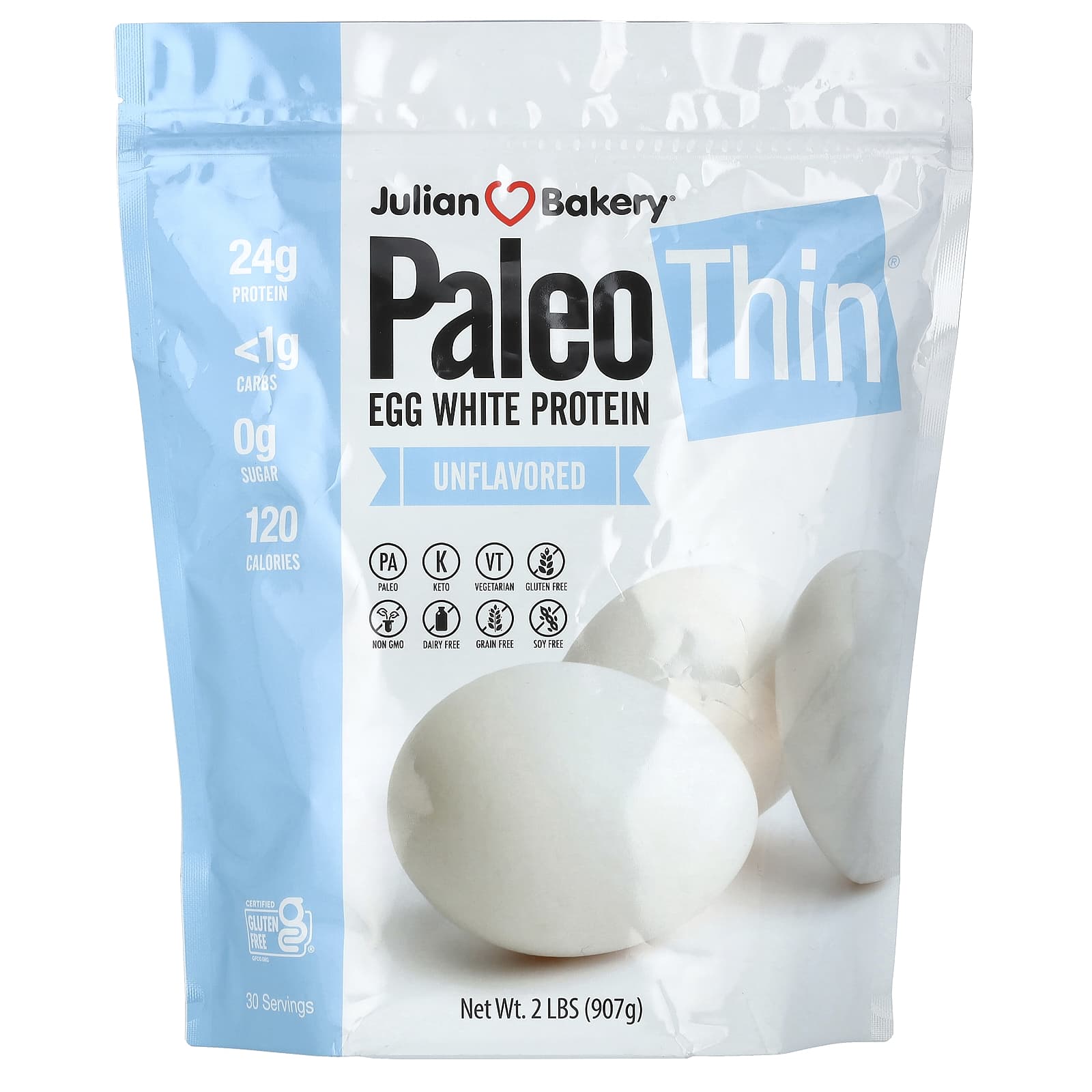 

Julian Bakery, Paleo Protein, Egg White Protein, Unflavored, 2 lbs (907 g)