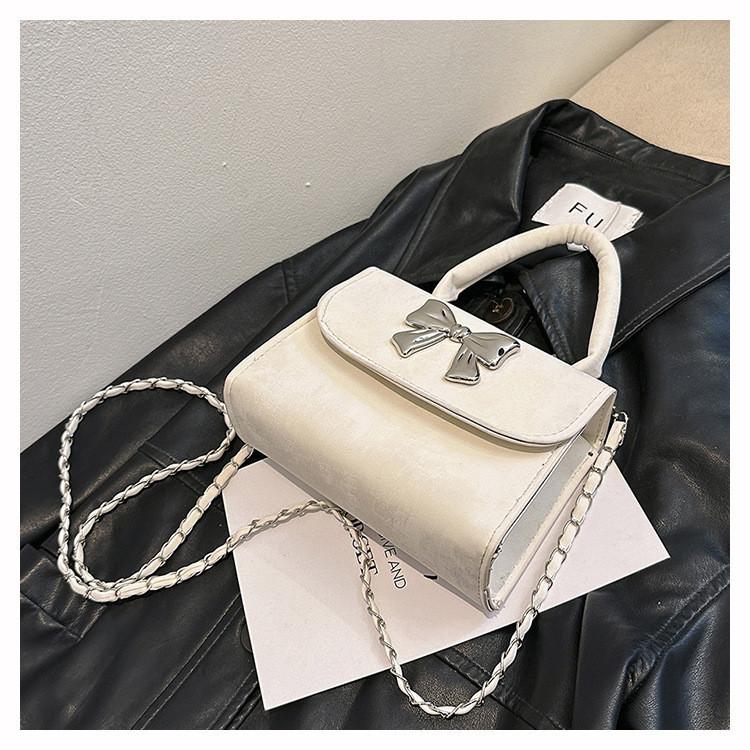 Spring Fashion Retro Butterfly Knot Shoulder Bag Street Style Pu Handbag Black White Pink Green