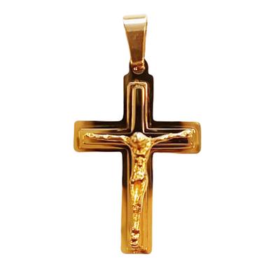 [R8063] - Golden 'Crucifix' Steel Pendant - 25x20 Mm