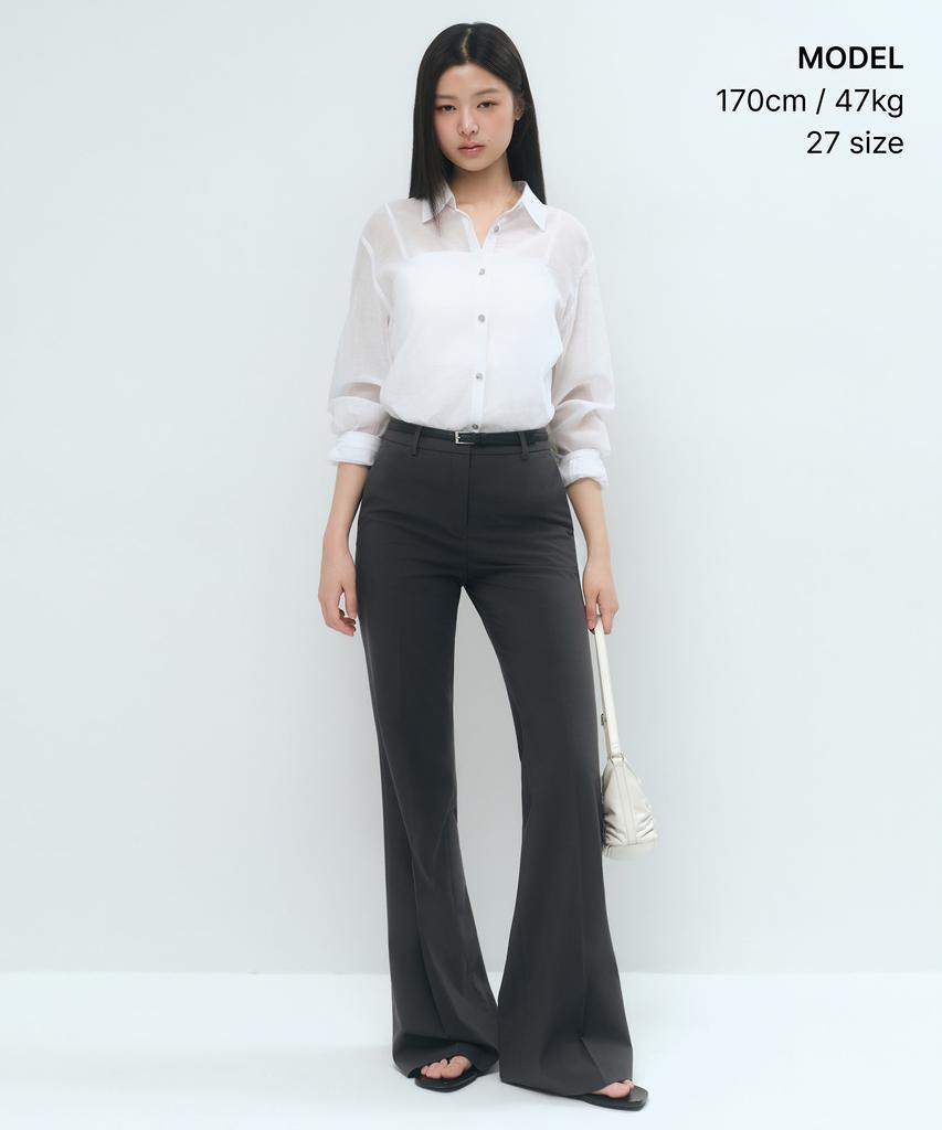 Musinsa Standard Woman [Cooltandard] Women'S Low Rise Flare Slacks [Gray]