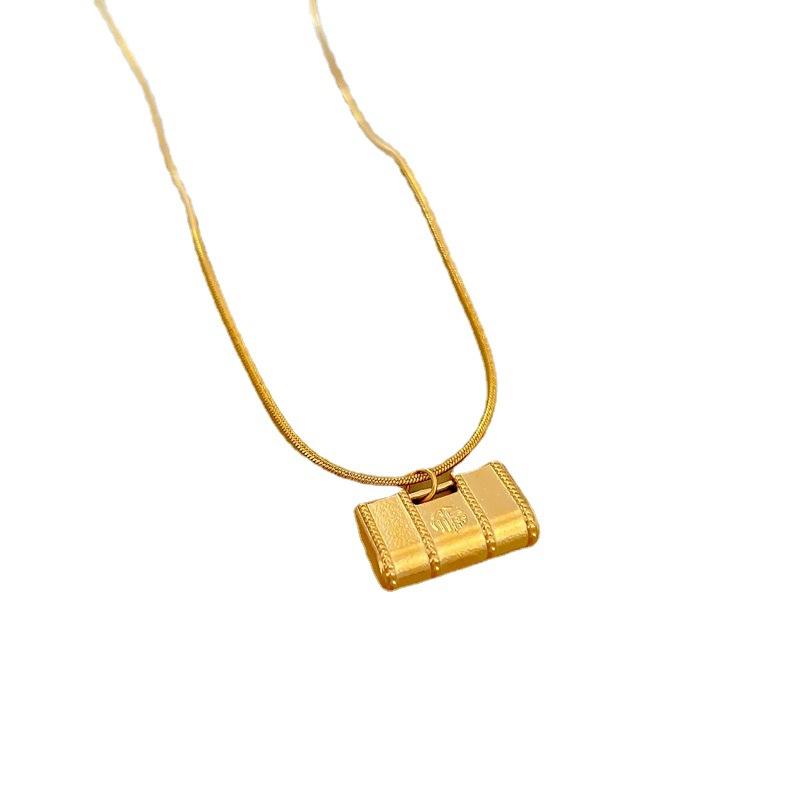 Fu Charakter Tasche Personalisierte Minimalistische Windofen Echte Gold Halskette Weibliche Schlüsselbeinkette Mit
