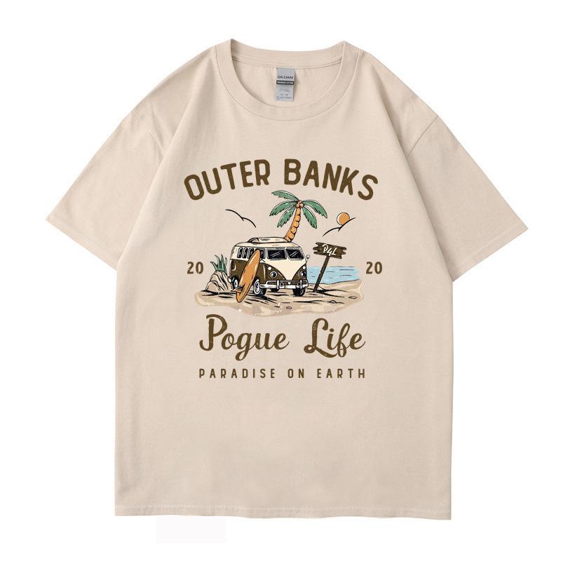Fashion Printing Shirt Outer Banks T Shirt Pogue Life John B Paradise On Earth North Carolina Pouge Graphic Cotton Tops