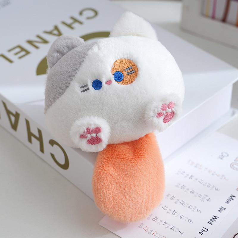 Cute Cat Plush Keychain Tail Squeaks Meow Pendant Bag Charm Cartoon
