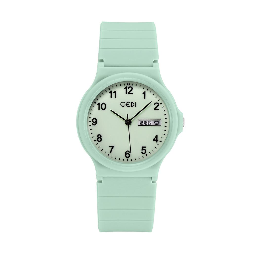 Simple Calendar Student Women'S Watch Candy Color Round Silicone Watch Women'S Waterproof Quartz Watch