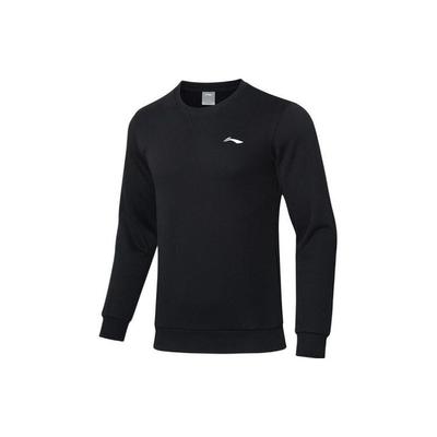 Training Series Solid Fleece-Lined Crew Neck Sweatshirt Men Tops Black AWDRF59-4