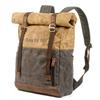 Vintage Waterproof Roll-Top Hiking Backpack - Large Capacity Canvas Outdoor Bag