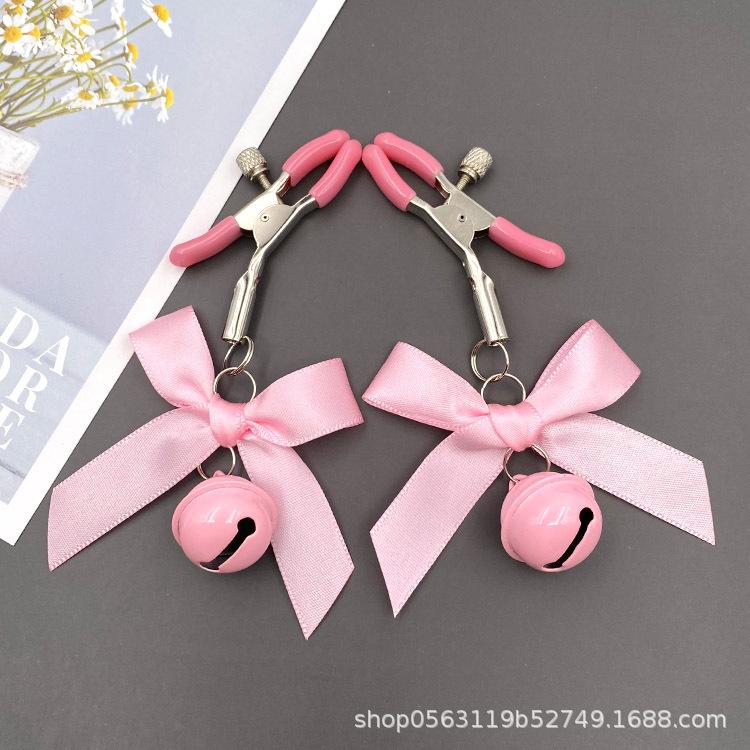 Adjustable Metal Nipple Clamps with Soft Silicone Tips and Decorative Bells with Ribbon Bow for Personal Use and Sensory Stimulation Accessories