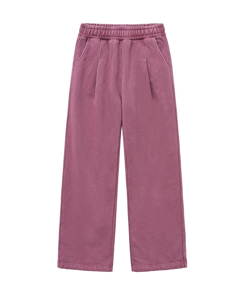 MOZMOZ Terry Brushed Pigment Wide One-Pleat String Training Pants Pink