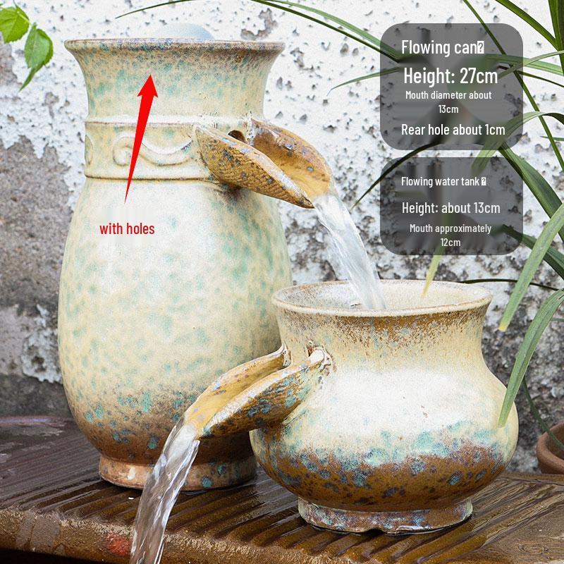 Komplettes Wasserfall-Dekoration Keramik-Aquarium mit zirkulierendem Wasser und Filter für die Wasserlandschaftsgestaltung.